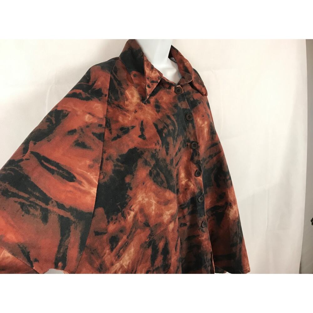 EUC Harriet's SF Button Down‎ Lagenlook One Size Multicolor Red Black Top - Picture 2 of 5